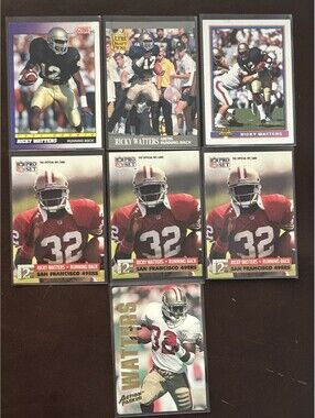 RICKY WATTERS 6 RC COLLECTION 1991 FLEER ULTRA/SCORE/BOWMAN/PRO SET 7 CARD LOT